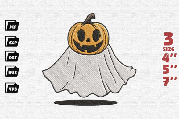 Cute Pumpkin Head Ghost Halloween Embroidery Design Review