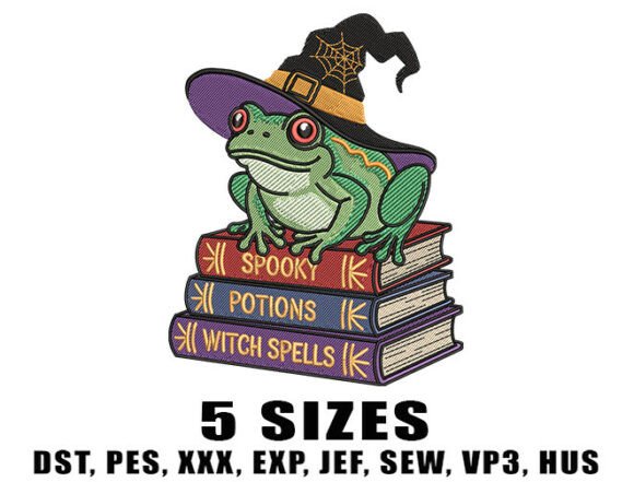 Review: Witch Frog Book Embroidery Design for Merch